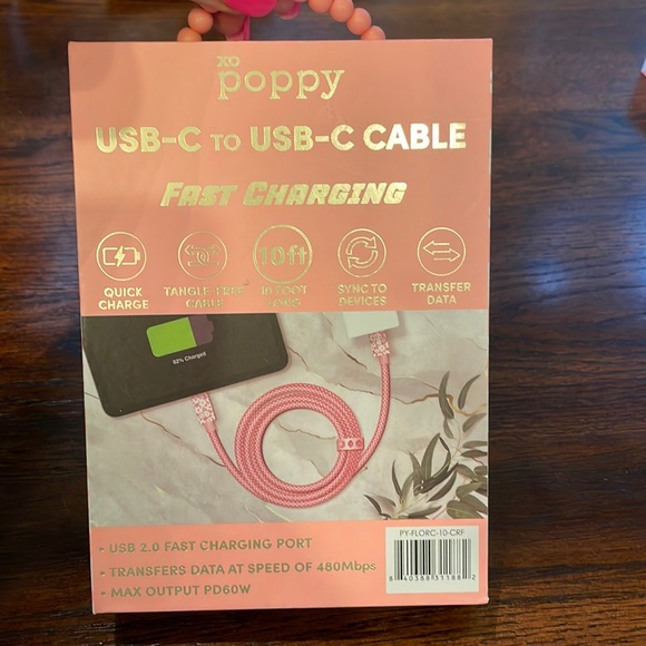 NIB๐ธxo poppy ๐บ๐ท iPhone iPad iPod USB-C to USB-C Cable 10 Feet Long - Picture 3 of 6